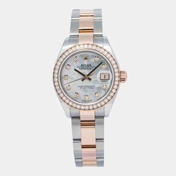 Rolex Datejust 279381RBR Automatic White 18K Rose Gold MOP Women's Wristwatch 28mm