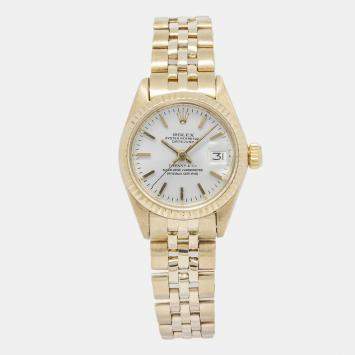 Rolex Datejust 6917 Tiffany & Co Automatic White 18k Yellow Gold Women's Wristwatch 26mm