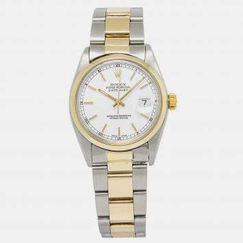 Rolex Datejust 16003 Automatic White 18k Yellow Gold Stainless Steel Women's Wristwatch 36 mm