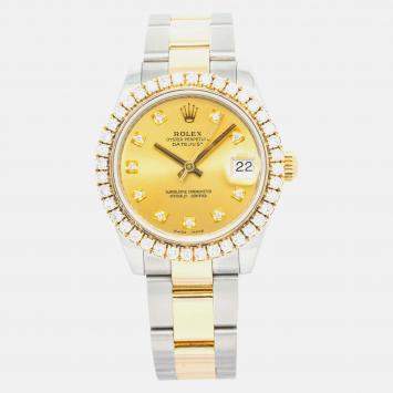 Rolex Datejust 178273 Automatic Champagne 18k Yellow Gold Stainless Steel Diamond Women's Wristwatch 31 mm