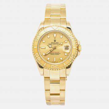 Rolex Yacht-Master 68628 Automatic Champagne 18K Yellow Gold Women's Wristwatch 35 mm