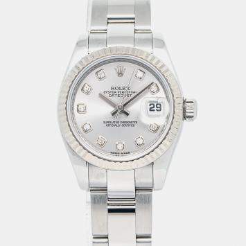 Rolex Datejust 179174 Automatic Silver Diamond Stainless Steel Women's Wristwatch 27 mm