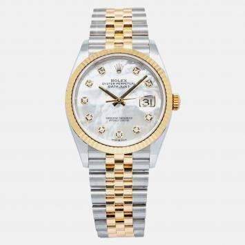 Rolex Datejust 126233 Automatic White 18k Yellow Gold Women's Wristwatch 36 mm