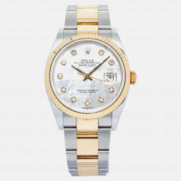 Rolex Datejust 126233 Automatic White 18K Yellow Gold MOP Women's Wristwatch 36 mm
