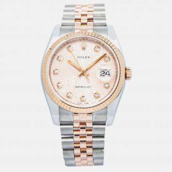 Rolex Datejust 116231 Automatic Pink 18K Rose Gold Diamonds Women's Wristwatch 36 mm