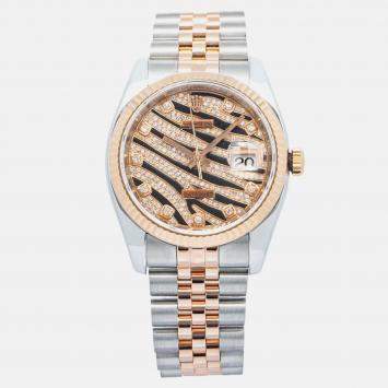 Rolex Datejust 116231 Automatic Zebra Dial 18k Rose Gold Women's Wristwatch 36 mm
