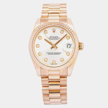 Rolex Datejust 178275 Automatic SIlver 18k Rose Gold DIamond Women's Wristwatch 31 mm