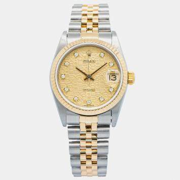 Rolex Datejust 68273 Automatic Champagne 18k Yellow Gold Stainless Steel Diamond Women's Wristwatch 31 mm