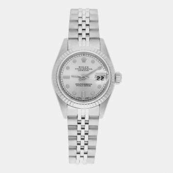 Pre Owned Rolex Datejust 69174 Automatic Silver Stainless Steel Women's Wristwatch 26 mm
