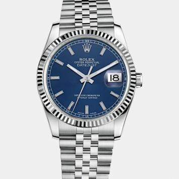 Pre Owned Rolex Datejust 116234 Automatic Blue 18k White Gold Stainless Steel Women's Wristwatch 36 mm