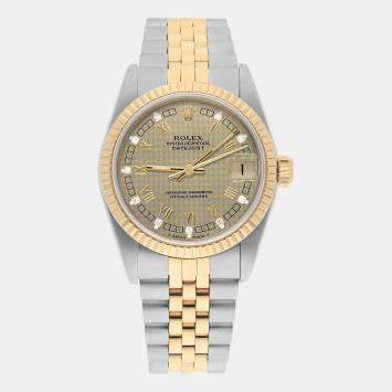 Pre Owned Rolex Datejust 68273 Automatic Champagne 18k Yellow Gold Stainless Steel Women's Wristwatch 31 mm