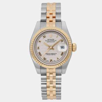 Rolex Datejust 179173 Automatic Ivory Dial 18K Yellow Gold Stainless Steel Women's Wristwatch 26 mm