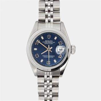 Pre Owned Rolex Datejust 79160 Automatic Blue Stainless Steel Women's Wristwatch 26 mm