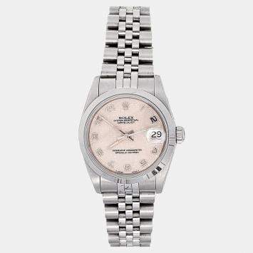 Pre Owned Rolex Datejust 68240 Automatic Cream Stainless Steel Women's Wristwatch 31 mm