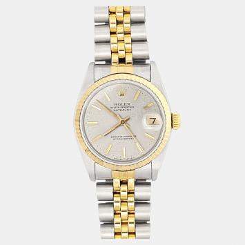 Pre Owned Rolex Datejust 68273 Automatic Grey 18k Yellow Gold Stainless Steel Women's Wristwatch 31 mm