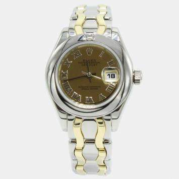 Pre Owned Rolex Pearlmaster 69329 Automatic Diamond 18k Yellow Gold White Gold Women's Wristwatch 29 mm