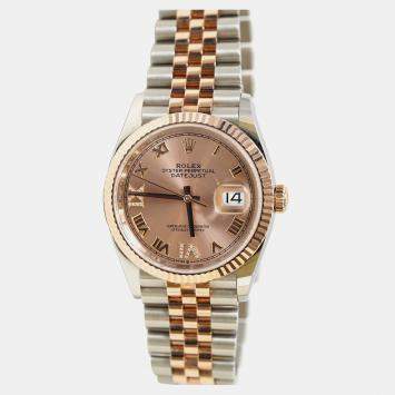 Pre Owned Rolex Datejust 126231-0027 Automatic Pink Diamond 18K Rose Gold Stainless Steel Women’s Wristwatch 36 mm