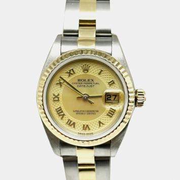 Pre Owned Rolex Datejust 79173 Automatic Mother of Pearl 18K Yellow Gold Stainless Steel Women's Wristwatch 26 mm