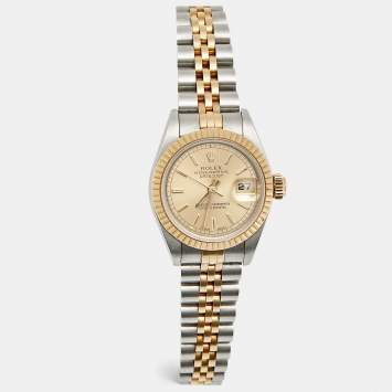 Pre Owned Rolex Datejust 69173 Champagne Dial 18k Yellow Gold and Stainless Steel Women's Wristwatch 26 mm