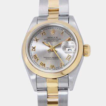 مملوكة مسبقًا Rolex Datejust 69163 Automatic Grey 18k Yellow Gold Stainless Steel Women's Wristwatch 26 mm