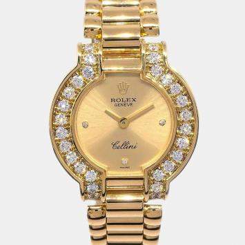 مملوكة مسبقًا Rolex Cellini 2253 18k Yellow Gold Manual Winding Women's Wristwatch 24 mm