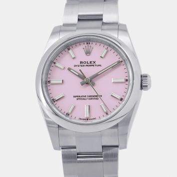 Pre Owned Rolex Datejust 124200 Pink Stainless Steel Automatic Men's Wristwatch 34 mm