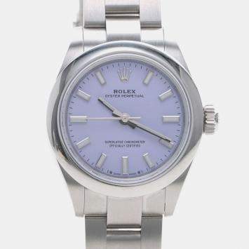 Pre Owned Rolex Oyster Perpetual 276200 Automatic Purple Stainless Steel Women's Wristwatch 28mm