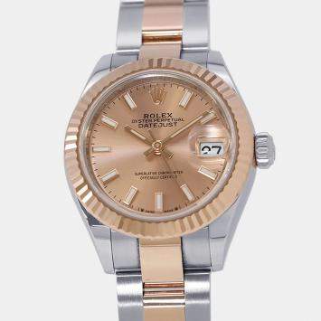 Pre Owned Rolex Datejust 279171 Gold Dial Rose Gold Stainless Steel Automatic Women's Wristwatch 28mm