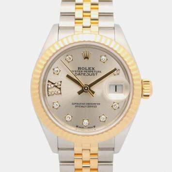 Pre Owned Rolex Datejust 279173G Silver 18K Yellow Gold Stainless Steel Automatic Women's Watches 28mm