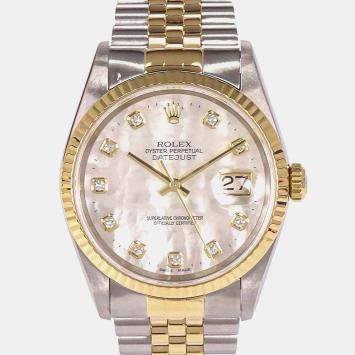 Pre Owned Rolex Datejust 16233G White 18K Yellow Gold, Stainless Steel Automatic Women's Watches 36mm