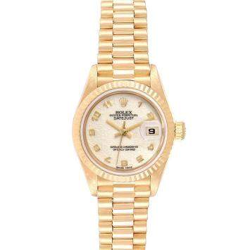 Pre Owned Rolex Ivory 18K Yellow Gold President Datejust 69178 Women's Wristwatch 26MM