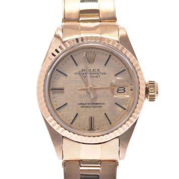 Pre Owned Rolex Champagne 18K Yellow Gold Datejust 6917 Vintage Women's Wristwatch 26 MM