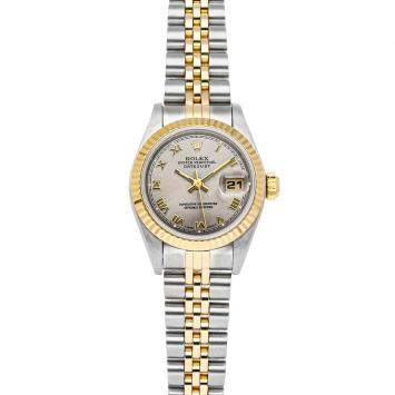 Pre Owned Rolex Silver 18k Yellow Gold And Stainless Steel Datejust 69173 Women's Wristwatch 26 MM