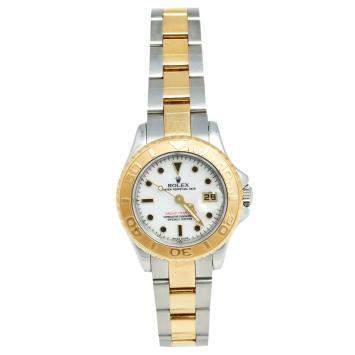Pre Owned Rolex White 18k Yellow Gold Stainless Steel Yacht Master 69623 Women's Wristwatch 29 mm