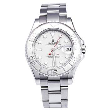 Pre Owned Rolex Platinum Stainless Steel Yacht-Master 168622 Women's Wristwatch 35 mm
