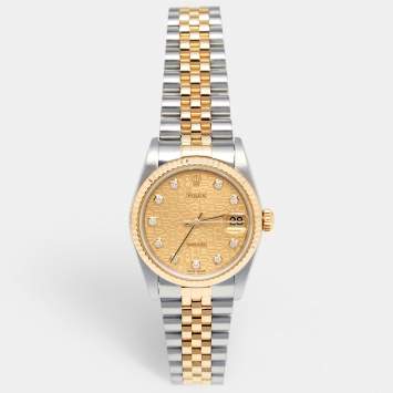 Pre Owned Rolex Champagne Jubilee 18K Yellow Gold Stainless Steel Datejust 78273 Women's Wristwatch 31 MM
