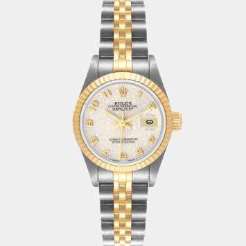 Pre Owned Rolex Ivory 18K Yellow Gold And Stainless Steel Datejust 69173 Automatic Women's Wristwatch 26 mm