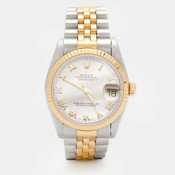 Pre Owned Rolex Mother of Pearl 18k Yellow Gold Stainless Steel Datejust 68273 Women's Wristwatch 31 mm 