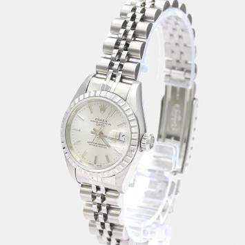 Pre Owned Rolex Silver Stainless Steel Oyster Perpetual Date 79240 Automatic Women's Wristwatch 25 mm