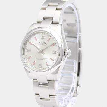 Pre Owned Rolex Silver Stainless Steel Oyster Perpetual 177200 Automatic Women's Wristwatch 31 mm