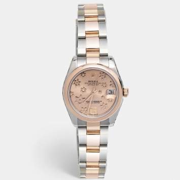 Pre Owned Rolex Champagne 18k Rose Gold Stainless Steel Datejust 178241 Women's Wristwatch 31 mm