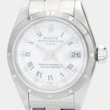 Pre Owned Rolex White Stainless Steel Oyster Perpetual Date 79190 Automatic Women's Wristwatch 25 mm