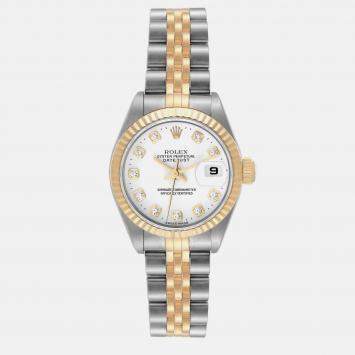 Pre Owned Rolex Datejust Steel Yellow Gold White Diamond Dial Ladies Watch 79173 26 mm