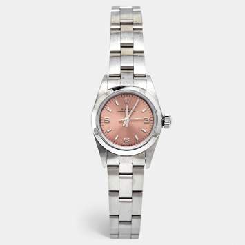 Pre Owned Rolex Salmon Stainless Steel Oyster Perpetual 67180 Automatic Women's Wristwatch 25 mm