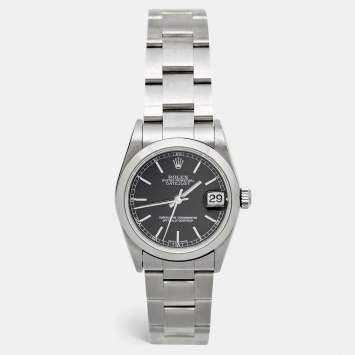 Pre Owned Rolex Black Stainless Steel Datejust 78240 Women's Wristwatch 31 mm