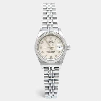Pre Owned Rolex Ivory Jubilee 18k White Gold Stainless Steel 79174 Women's Wristwatch 26 mm