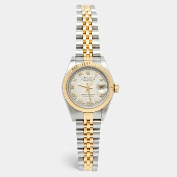 Pre Owned Rolex Ivory 18k Gold Stainless Steel 79173 Women's Wristwatch 26 mm