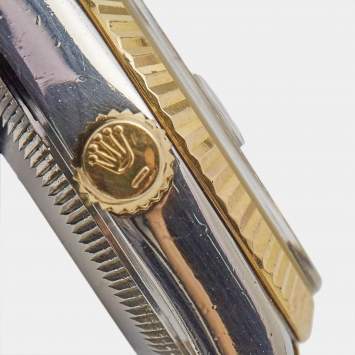 Pre Owned Rolex White 18K Yellow Gold And Stainless Steel Datejust 69173 Women's Wristwatch 26 mm
