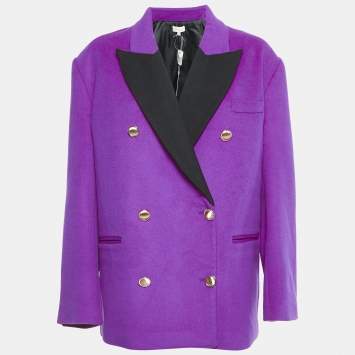 Pre Owned Ronny Kobo Pink Wool Double Breasted Keira Jacket M