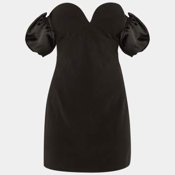 Pre Owned Ronny Kobo Black Crepe Andrea Off-The-Shoulder Mini Dress M